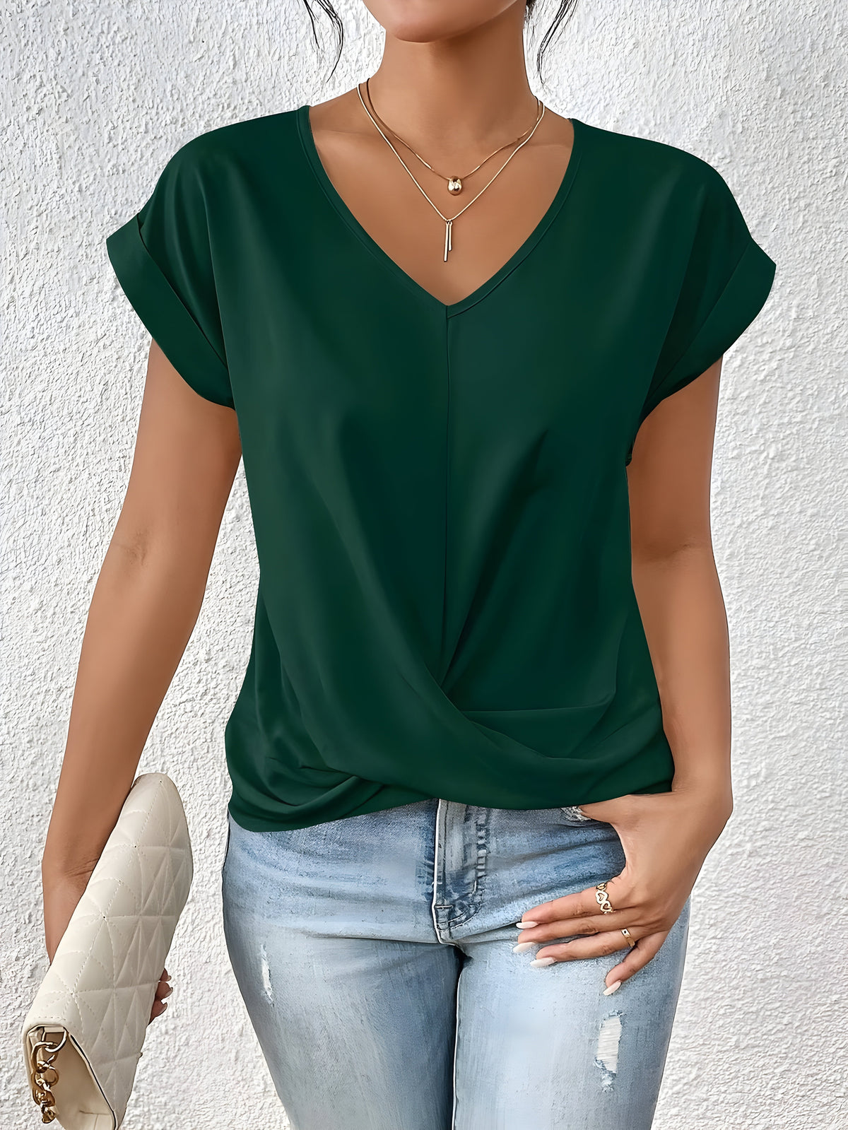 MEIKA – Classic Twist Detail V-Neck Top