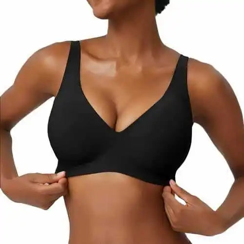 Soutien-gorge sans couture à imprimé léopard rose sans armatures, bonnet plein, doux, fin, soutien moulé, respirant et joli, décolleté en V profond, soutien-gorge push-up plus
