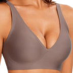 Soutien-gorge sans couture à imprimé léopard rose sans armatures, bonnet plein, doux, fin, soutien moulé, respirant et joli, décolleté en V profond, soutien-gorge push-up plus