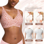 Soutien-gorge sans couture à imprimé léopard rose sans armatures, bonnet plein, doux, fin, soutien moulé, respirant et joli, décolleté en V profond, soutien-gorge push-up plus