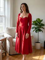 AKILA - Elegant Heart Neckline Long Sleeve A-Line Maxi Dress